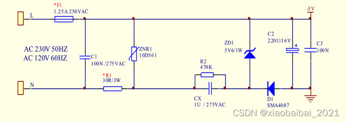Analysis of a Low-Cost 220V to 5V Circuit