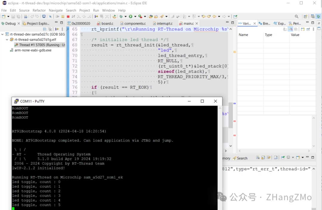 Debugging RT-Thread on Microchip MPU with JLink in Win10