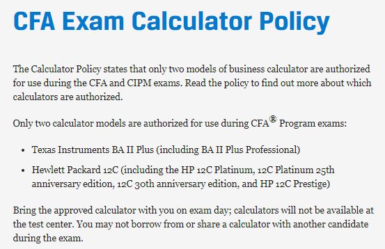 CFA Exam Calculator Usage Policy Interpretation