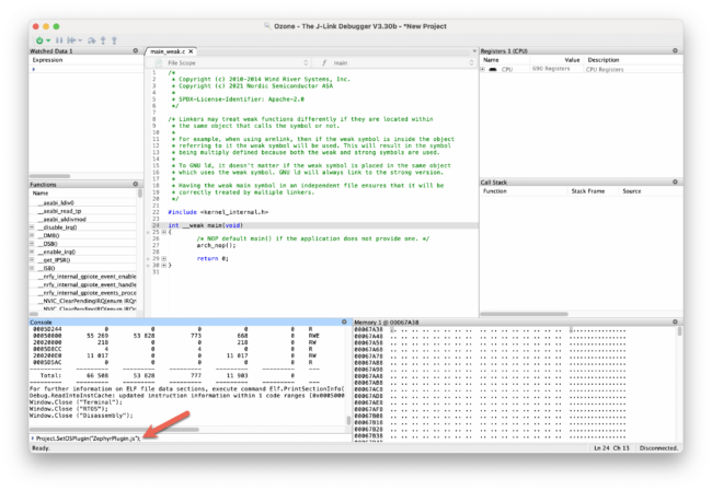 Debugging nRF9160 Zephyr Applications with Ozone
