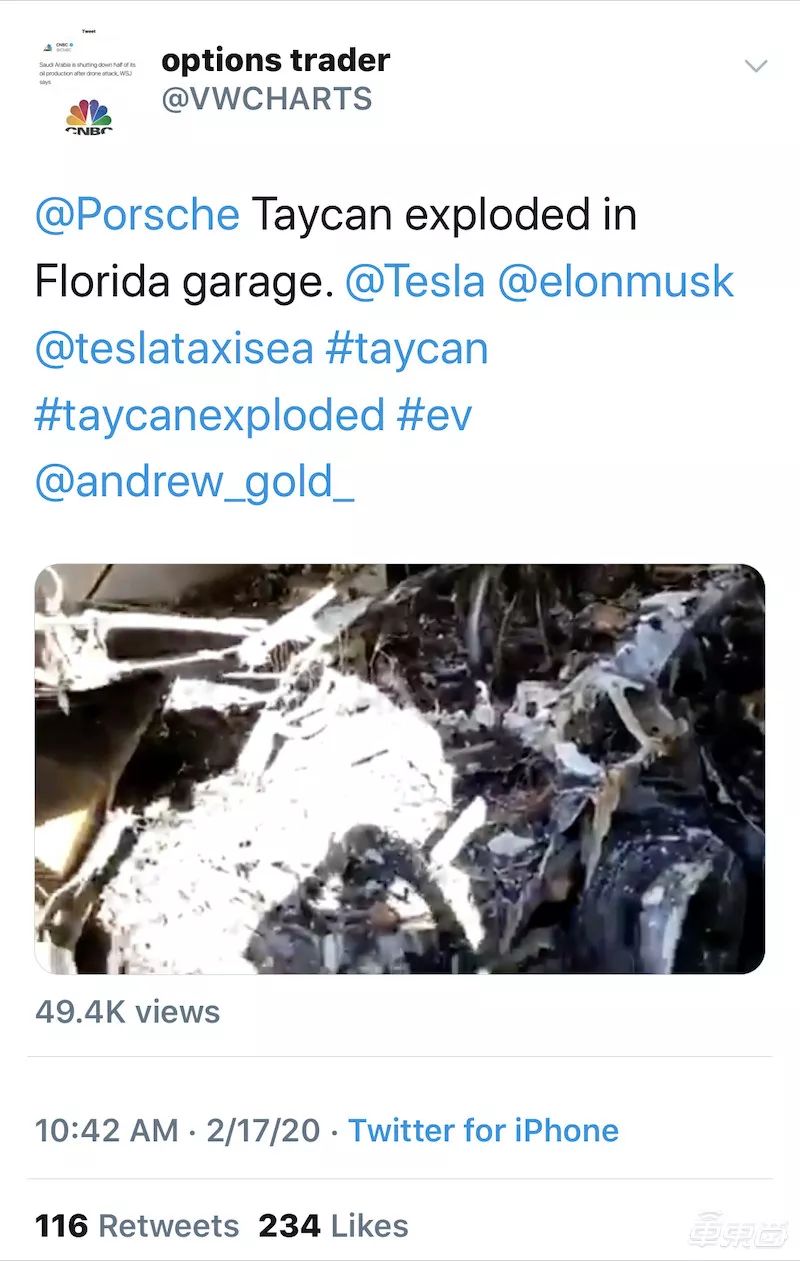 Porsche Taycan Catches Fire and Explodes in the U.S.: Scene in Ruins, Official Investigation Underway