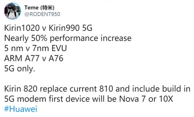 New Leak on Huawei Kirin 1020: Codename Baltimore, Cortex-A78 Architecture