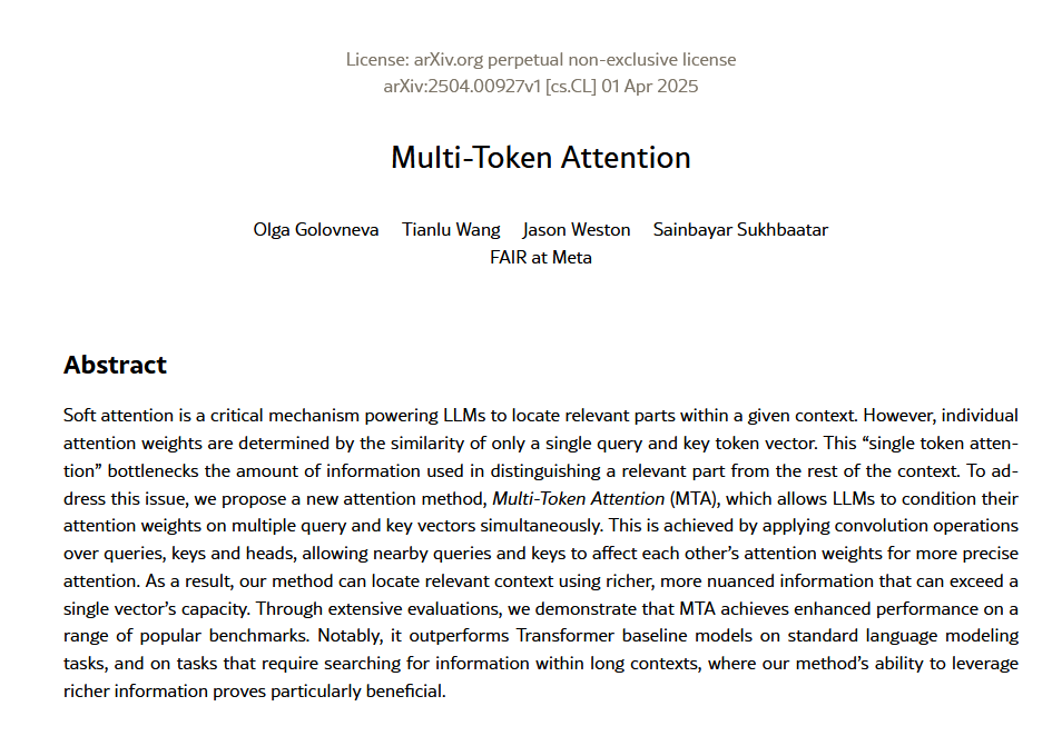 A Brief Overview of Meta's Multi-Token Attention