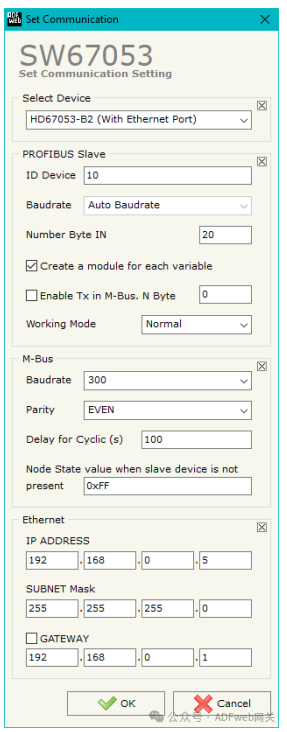 M-Bus Master to PROFIBUS DP Slave - adfweb Converter - HD67053