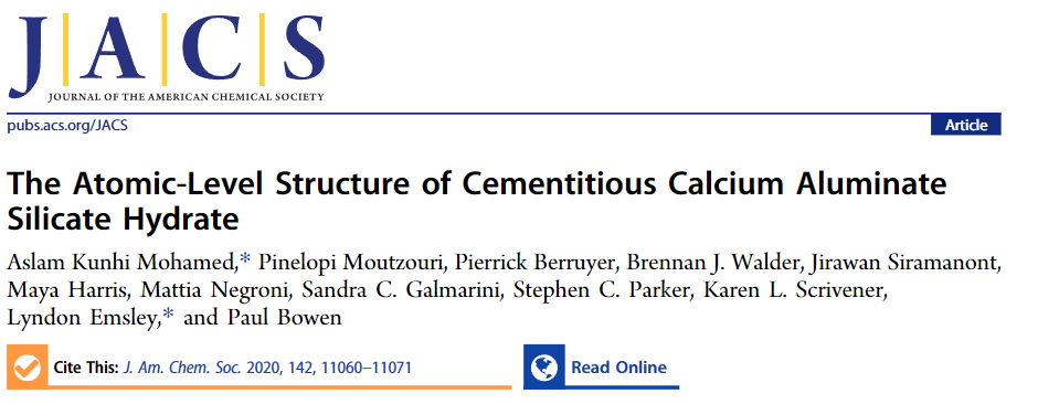 Atomic-Level Structure of Cementitious Calcium Aluminate Silicate Hydrate