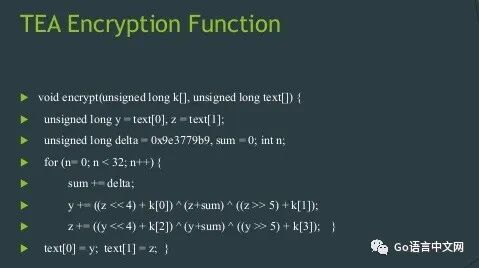 Simple and Efficient Encryption Algorithm TEA Implementation in Go