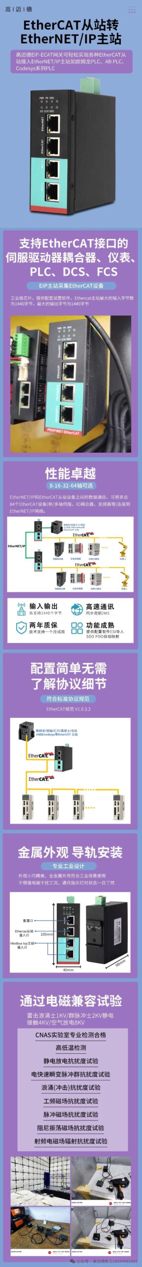 EtherCAT to Ethernet/IP Gateway
