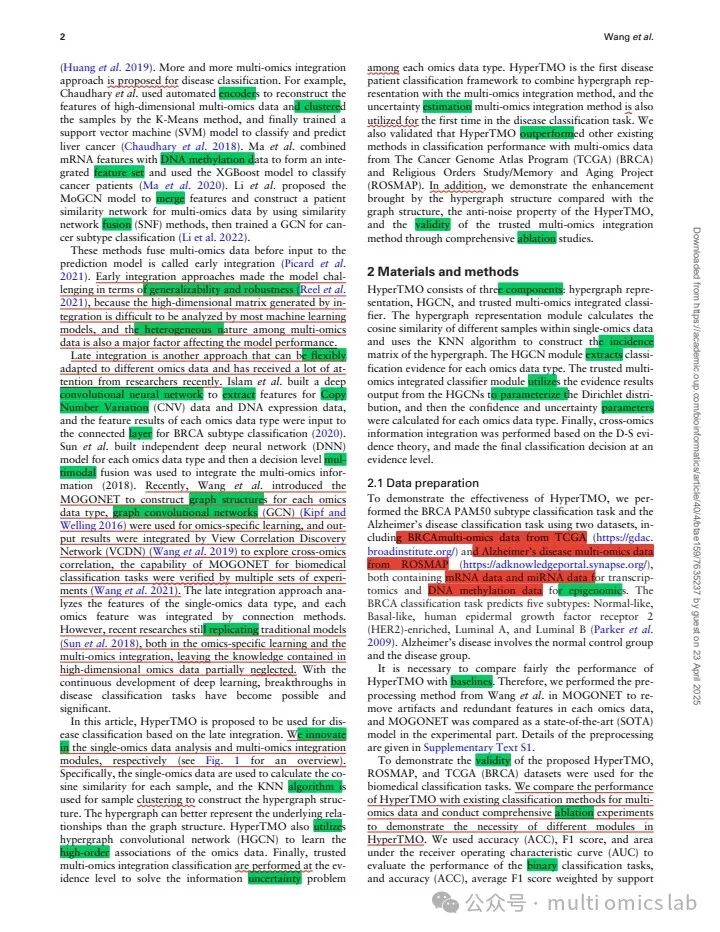 HyperTMO: A Multi-Omics Integration Framework Based on HGCN
