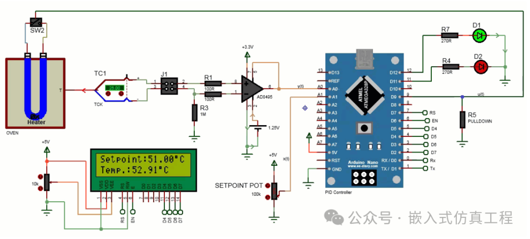 Arduino PID Controller Simulation with Proteus
