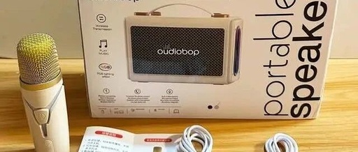 Oudiobop TG1 Bluetooth Speaker: Standard Wireless Microphone with Karaoke Function and Colorful Lighting Effects