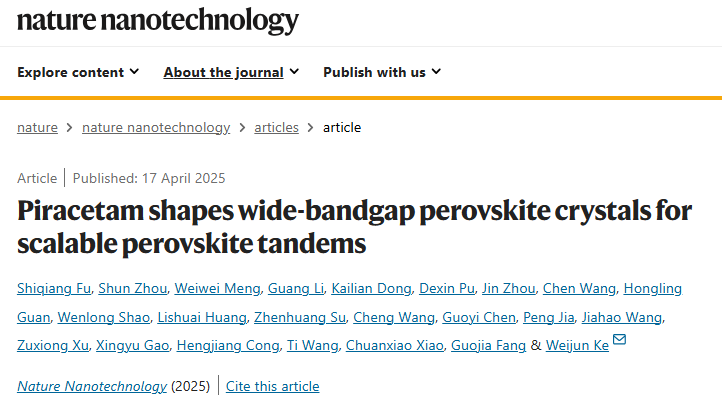 Wuhan University Research Published in Nature Nanotechnology!