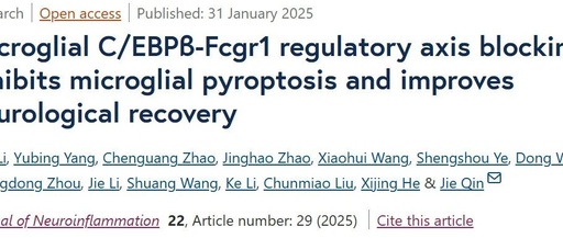 Blocking the C/EBPβ-Fcgr1 Regulatory Axis Inhibits Microglial Pyroptosis and Improves Neurological Recovery
