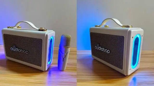 Oudiobop TG1 Bluetooth Speaker: Standard Wireless Microphone with Karaoke Function and Colorful Lighting Effects