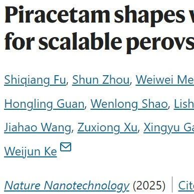 Wuhan University’s Ke Weijun in Nature Nanotechnology: Piracetam Shapes Wide-Bandgap Perovskite Crystals for Scalable Perovskite Tandems