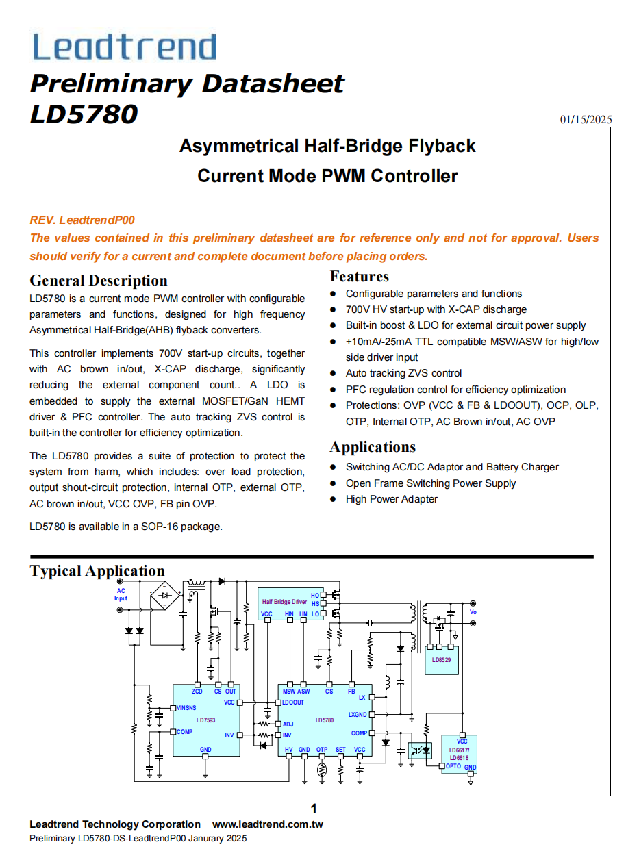Empowering High-Density Power Supplies with Soft Switching: A Summary of AHB Controller Chips