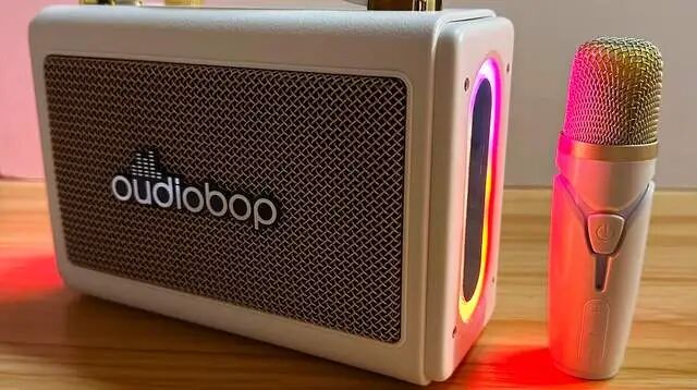 Oudiobop TG1 Bluetooth Speaker: Standard Wireless Microphone with Karaoke Function and Colorful Lighting Effects