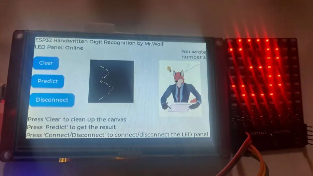 Smart Recognition of Handwritten Digits Using ESP32 4.3-Inch Screen