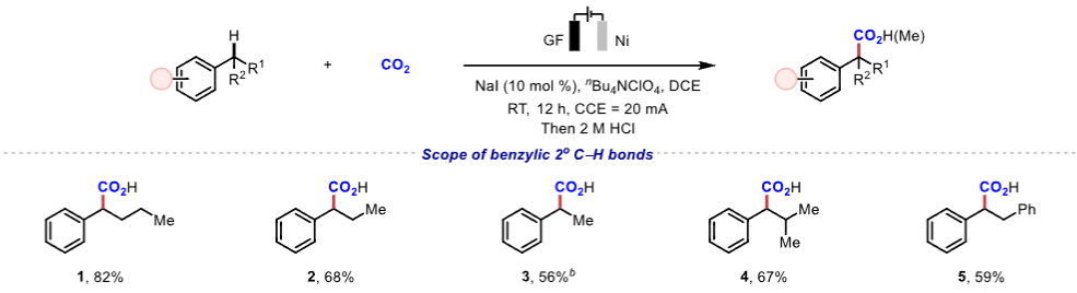 Breakthrough in Inertness: Study on Benzylic C-H Carboxylation Reaction Involving Non-Transition Metals and Alkali