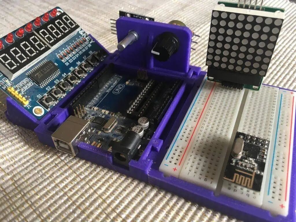 Build Your Desktop Electronic "Aircraft Carrier" with the Arduino Development Platform! 3D Printed Test Platform Integrates Development Boards, Breadboards, and Power Supply to Boost Your Development Efficiency