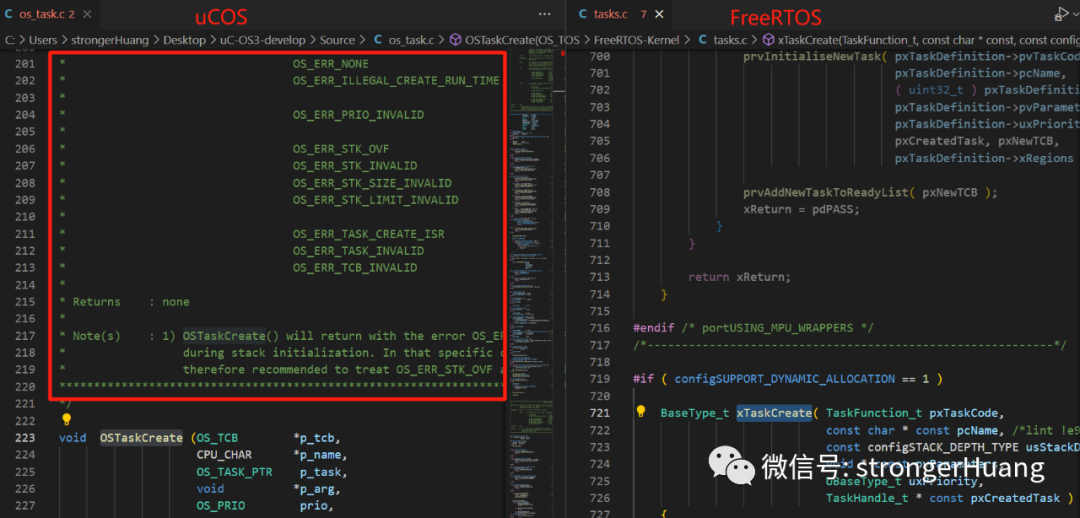 Comparison of Coding Style Differences Between µCOS and FreeRTOS