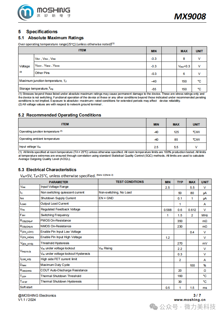 MX9008 Dual-Channel PMIC with Shutdown Power Consumption as Low as 1μA: Designed for Portable Device Longevity and Space Optimization