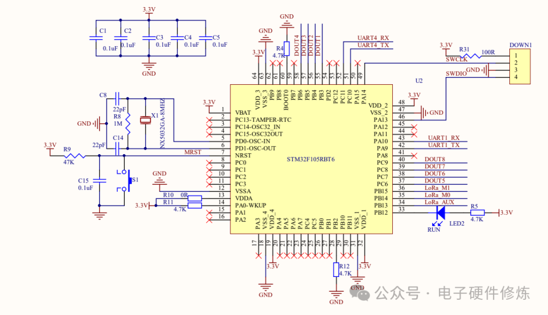 Circuit Diagram of 8-Channel DO Using STM32 Chip