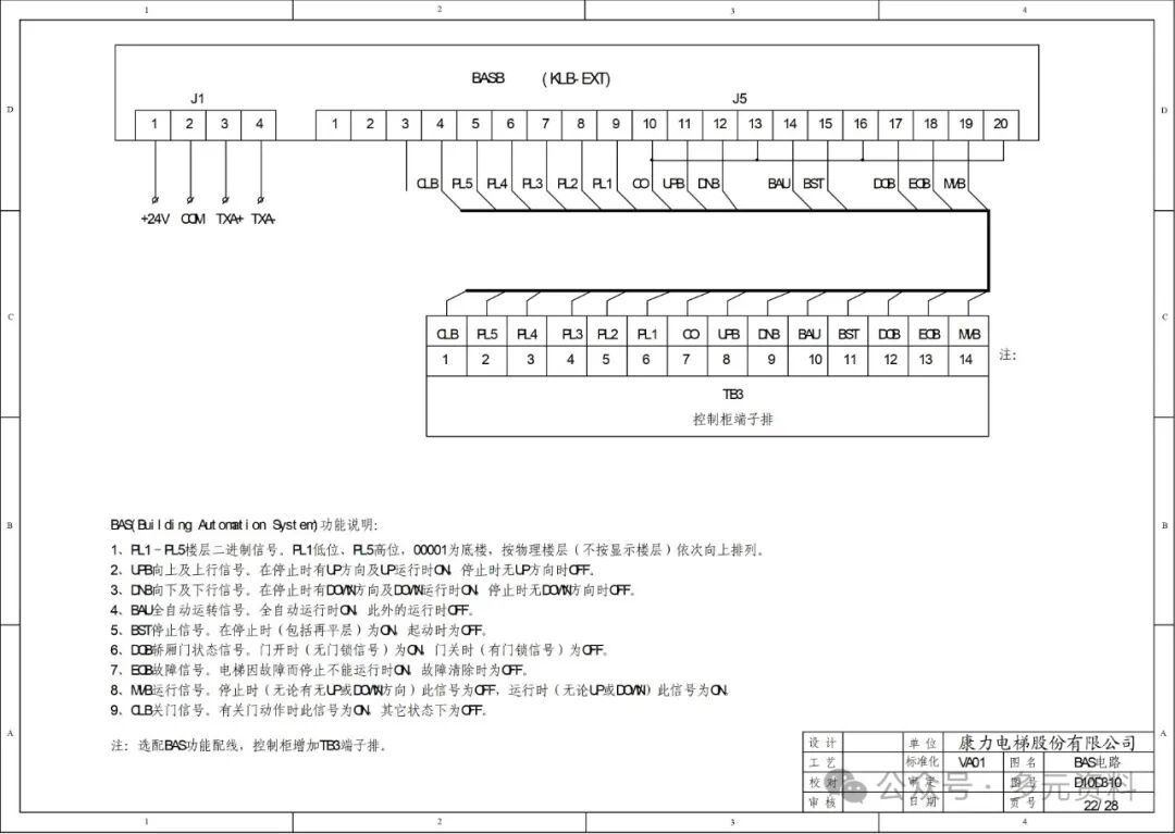 Kangli Elevator KLB-MCU Electrical Schematic Diagram_D10D310