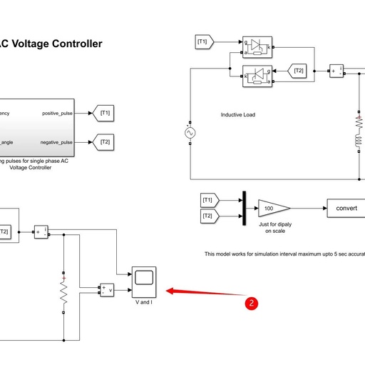 Simulation of a Single-Phase AC Voltage Controller with Two Back-to-Back Thyristors (Simulink Implementation)