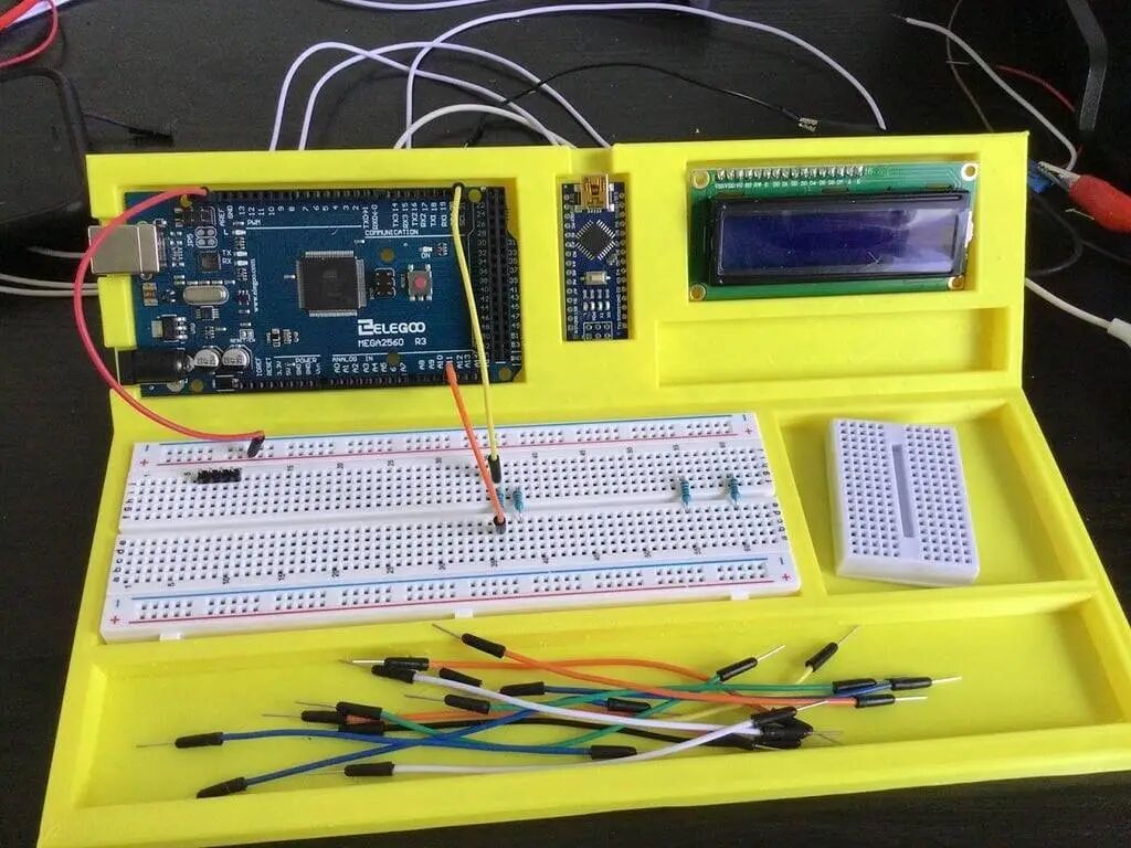 Build Your Desktop Electronic "Aircraft Carrier" with the Arduino Development Platform! 3D Printed Test Platform Integrates Development Boards, Breadboards, and Power Supply to Boost Your Development Efficiency