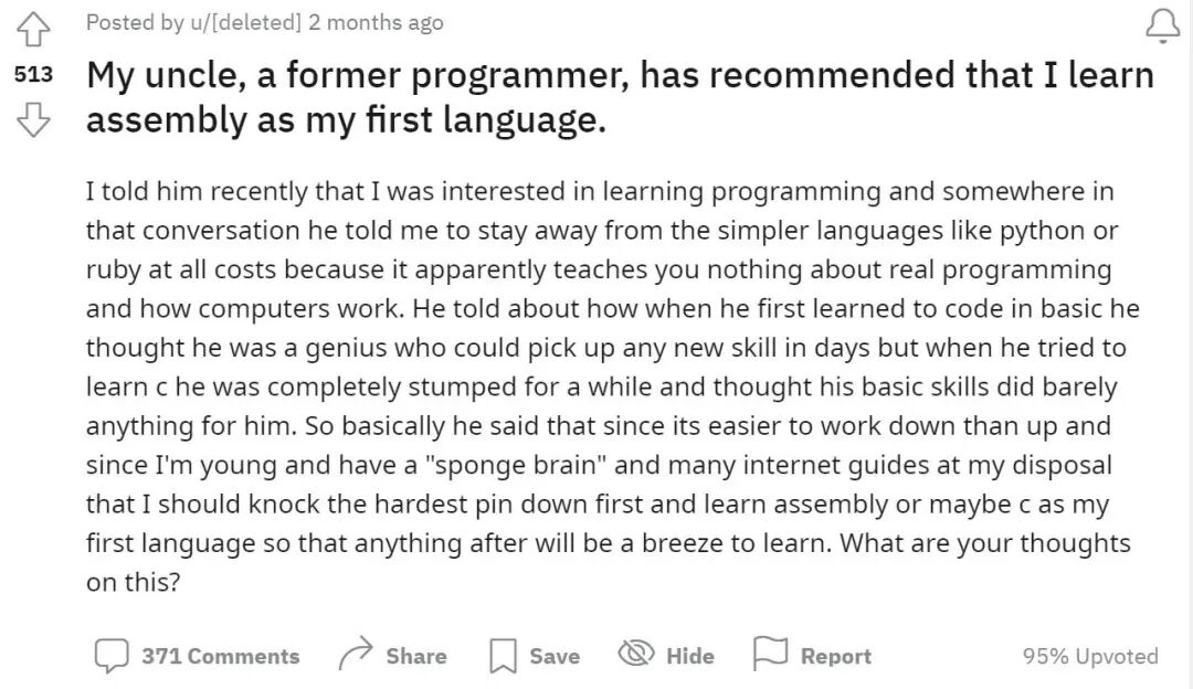 My Uncle Suggested I Stay Away from Python and Start with Assembly Language...