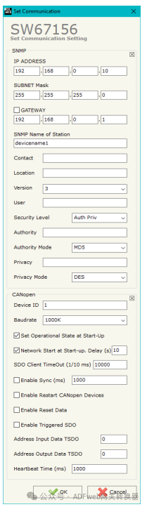 SNMP Proxy to CANopen - ADFweb Gateway Converter
