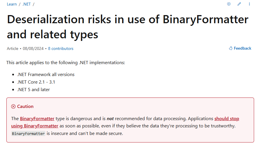 Original Vulnerability | .NET Deserialization Vulnerabilities in Industrial Control Systems