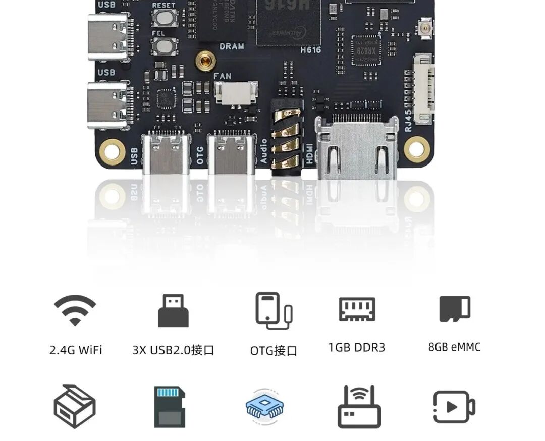 Yew Wood PI-Chameleon Allwinner H616 Raspberry Pi 3A Version Hardware Now Available - Onboard 1GB DDR3, 8GB EMMC, WiFi, Bluetooth Support for Mainline Kernel