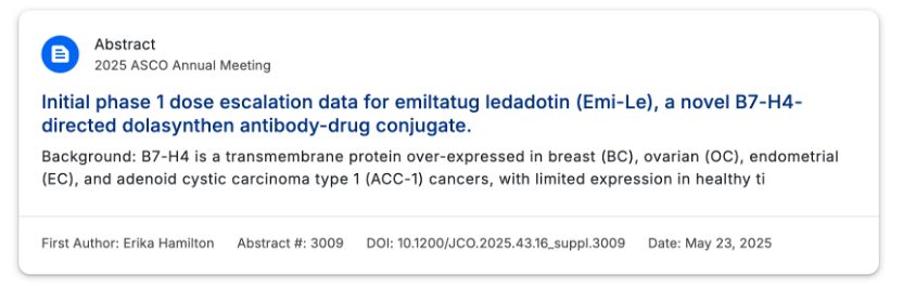 B7H4: Two ADCs Underperforming at 2025 ASCO? Pfizer Abandons, Hansoh Advances to Phase III