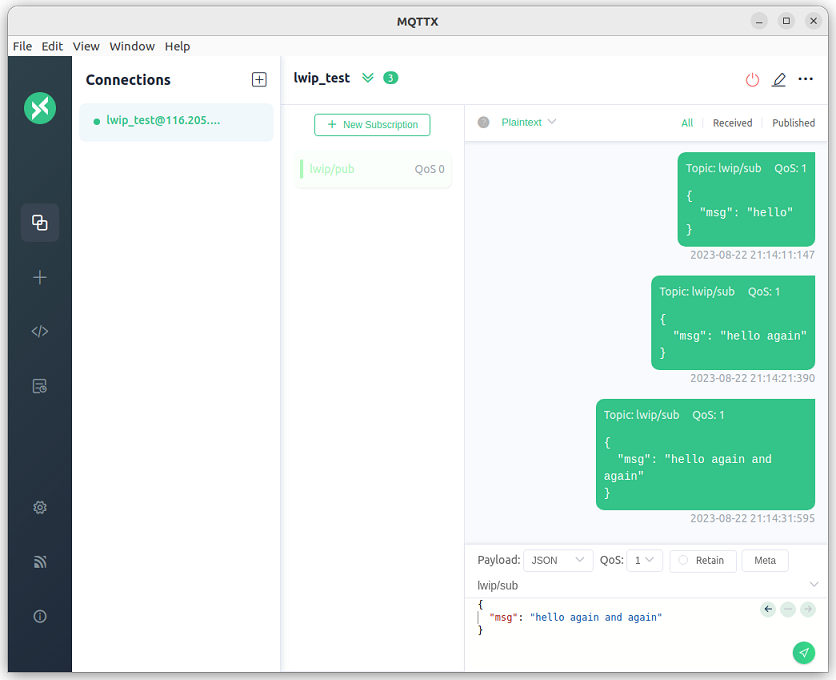 Practical Implementation of MQTT over lwIP: A Combination of IoT Protocols