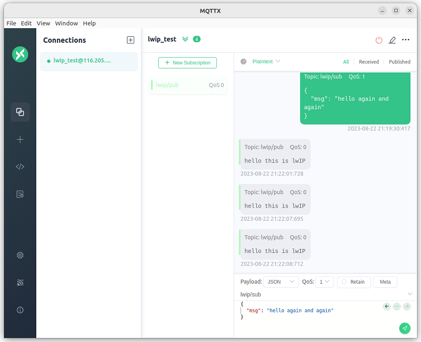 Practical Implementation of MQTT over lwIP: A Combination of IoT Protocols