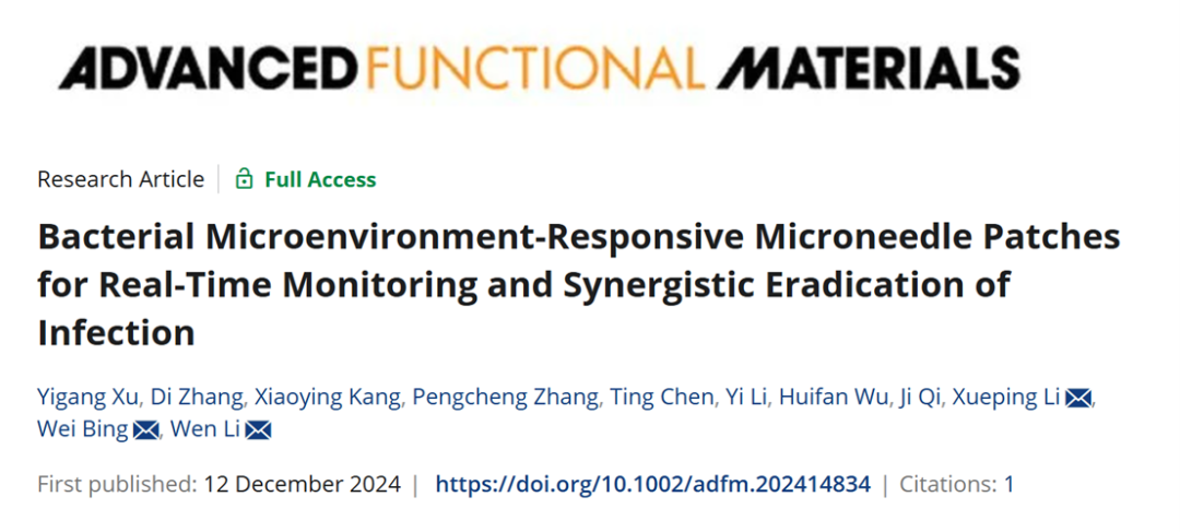 Bacterial Microenvironment-Responsive Microneedle Patches for Real-Time Monitoring and Synergistic Eradication of Infection