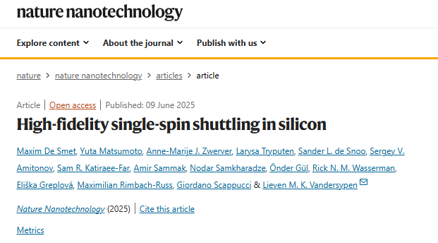 New Methods for Quantum Computers in Nature Nanotechnology!