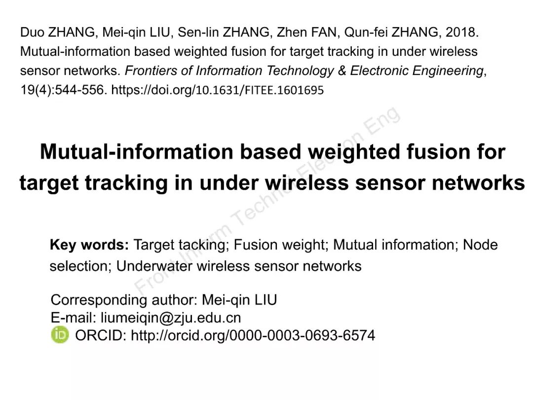 Rapid Paper | Target Tracking and Weighted Fusion in Underwater Wireless Sensor Networks Based on Mutual Information