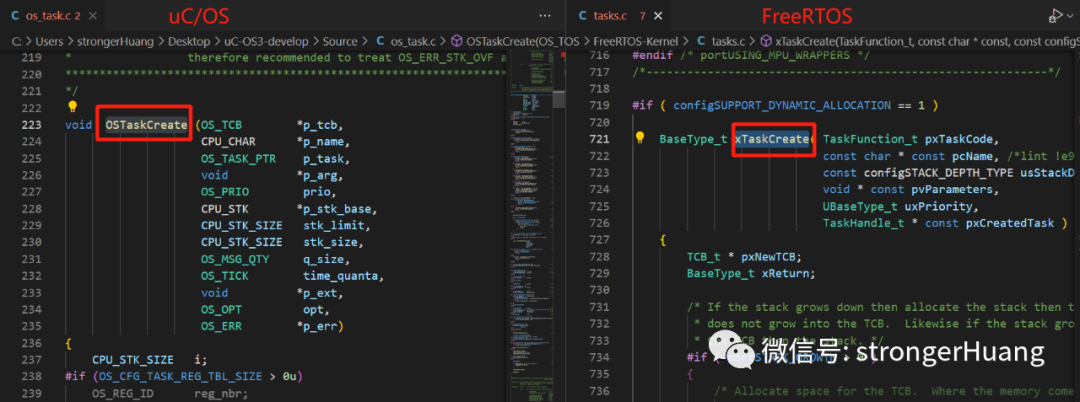 Comparison of Coding Style Differences Between µCOS and FreeRTOS