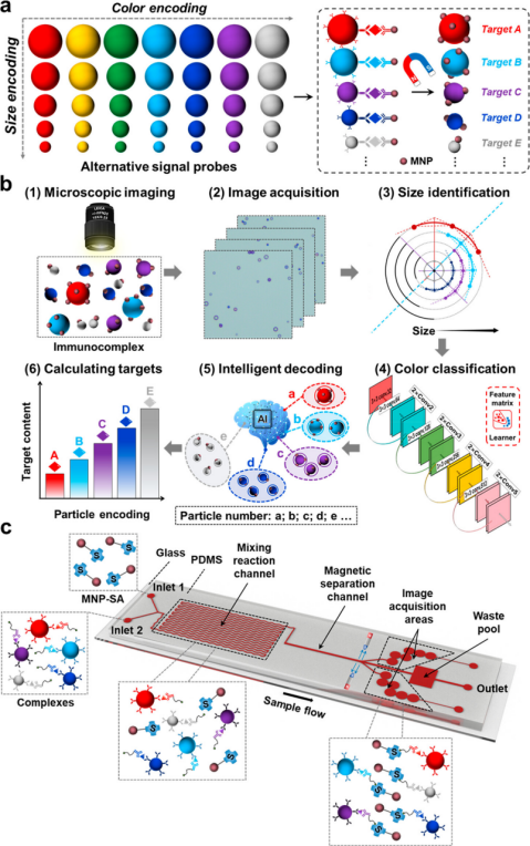 AI-Mediated Encoding-Decoding for Multiplexed Microfluidic Digital Immunoassay Based on Computer Vision