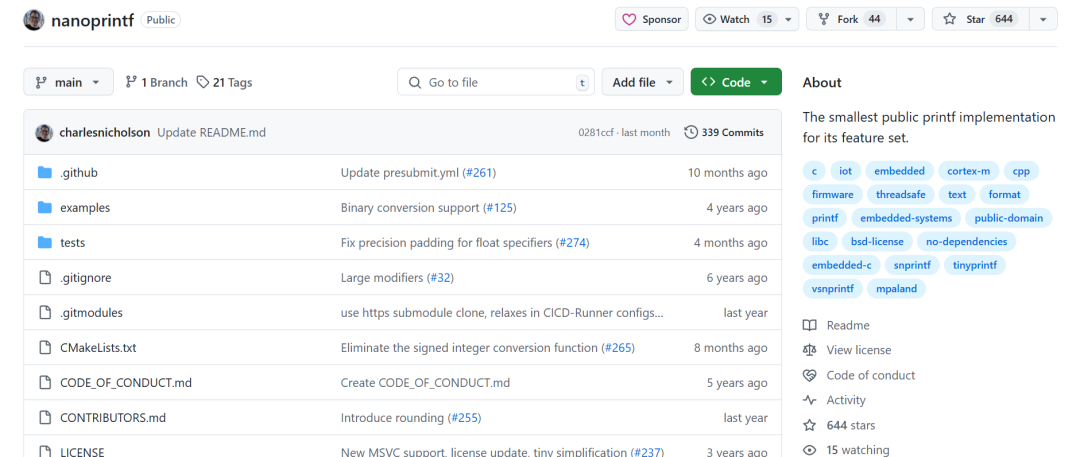 nanoprintf: An Ultra-Lightweight printf Implementation Designed for Embedded Systems