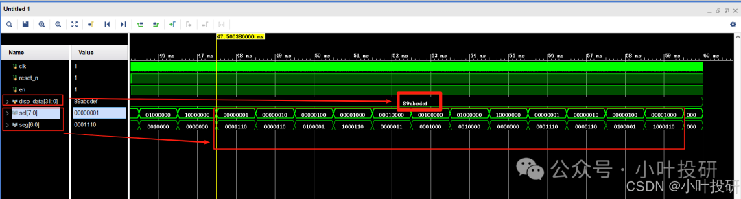 FPGA Design - Line-by-Line Code Comments - FPGA Chip Driver for Dynamic Display of Seven-Segment Displays - Simulation Image Analysis