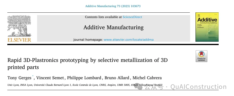 Rapid 3D Plastronics Prototyping through Selective Metallization of 3D Printed Components