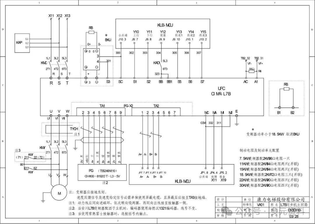 Kangli Elevator KLB-MCU Electrical Schematic Diagram_D10D310