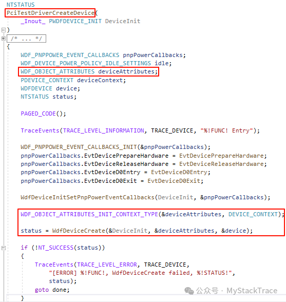 Windows PCI Device Driver Development Guide: How to Bind Context to WDF Objects