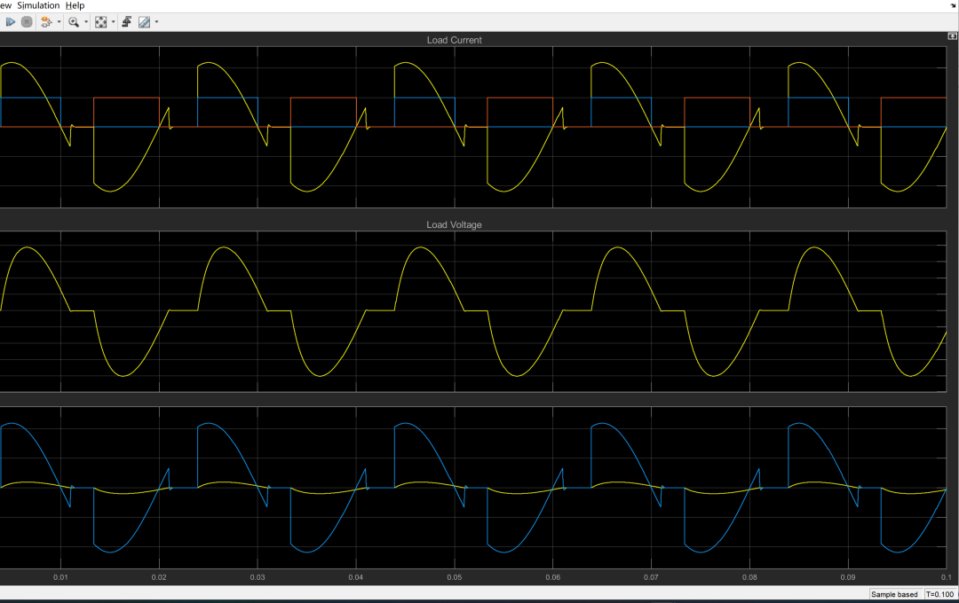 Simulation of a Single-Phase AC Voltage Controller with Two Back-to-Back Thyristors (Simulink Implementation)