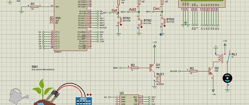 AT89C51-Proteus Simulation of an Intelligent Flower Pot