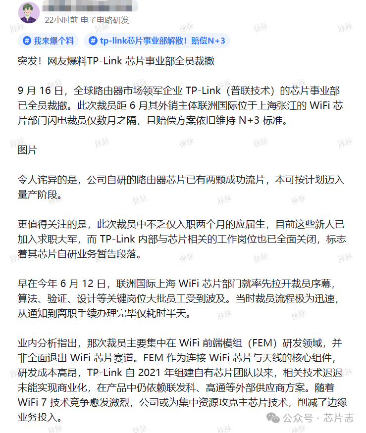 The Complete Layoff of the Chip Division! Are There Any Domestic Wireless Chip Companies Ready to Step Up?