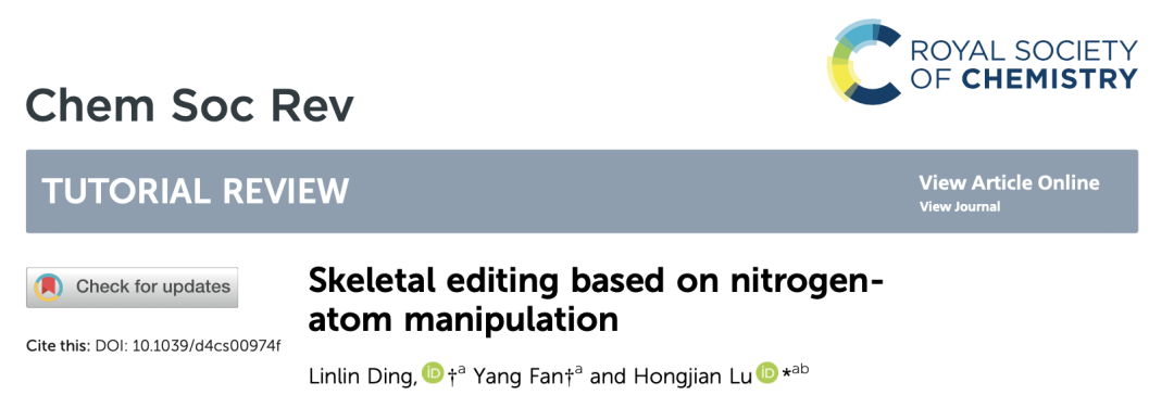 Review by Professor Hongjian Lu's Team at Nanjing University | Recent Advances in Skeleton Editing Based on Nitrogen Atom Manipulation